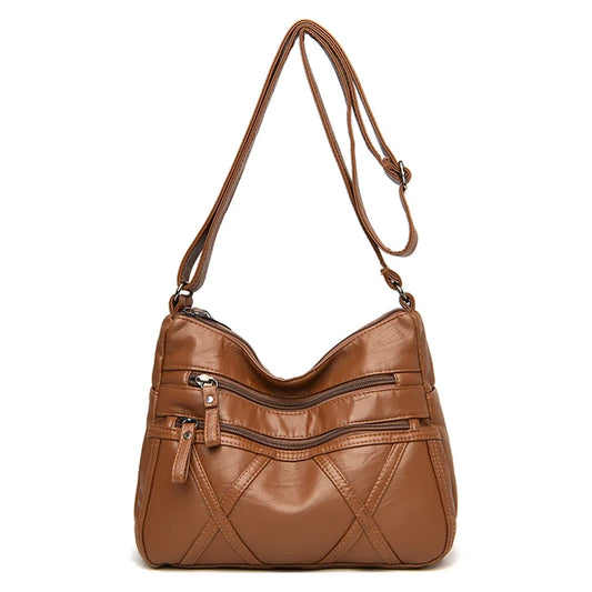 Velira Multi-Pocket Soft Leather Crossbody - Classic Designer Shoulder Bag for Women
