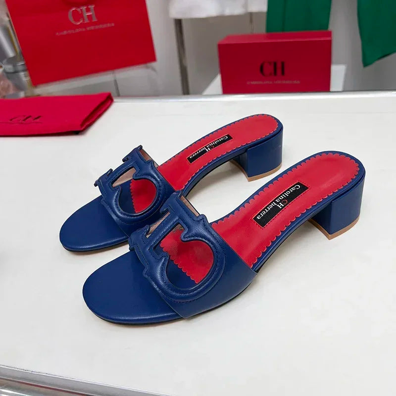 Luxury Stiletto Mules with Red Sole - Women’s Pointed Toe Heels for Office & Summer Parties