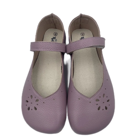Mary Jane Ballerina Flats - Barefoot Soft Sole Leather Shoes with Wide Toe Box