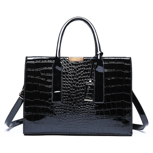 CrocLuxe Essential Tote - Elegant Large Capacity Work & Travel Handbag for Women
