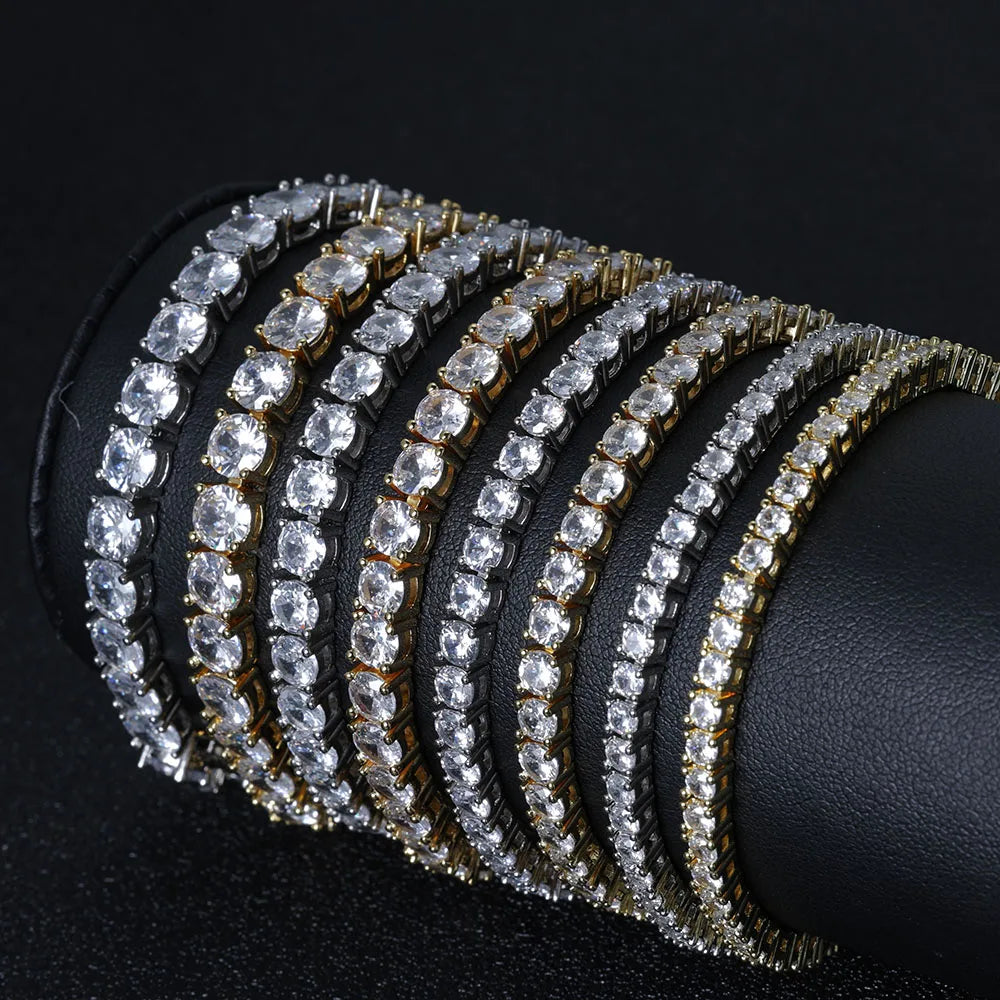 Iced Tennis Bracelet - 925 Sterling Silver Bling Chain for Men & Women, VVS Clarity Stones (2–6MM)