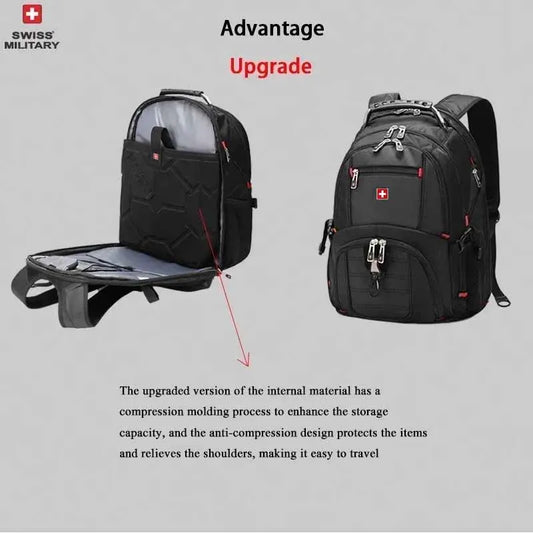 Swiss 17" Laptop Backpack - Waterproof Swiss-Style Multifunctional Travel Bag with USB Charging Port