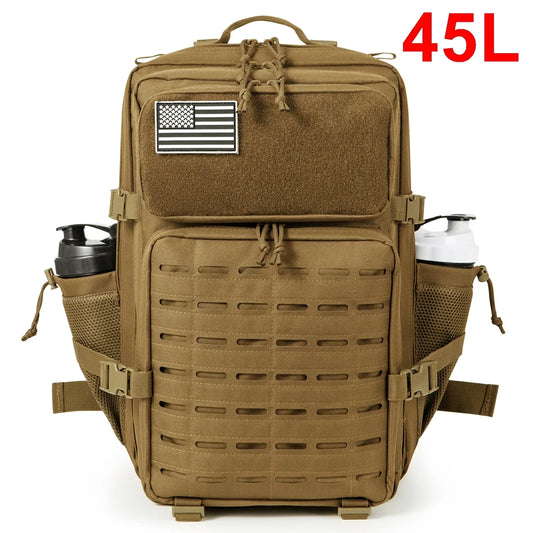 25L/45L Tactical Backpack for Men & Women - Outdoor Survival Bug Out Bag with Bottle Holder