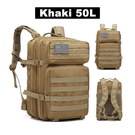50L Tactical Backpack for Men - Waterproof Large Capacity Travel & Outdoor Sports Rucksack