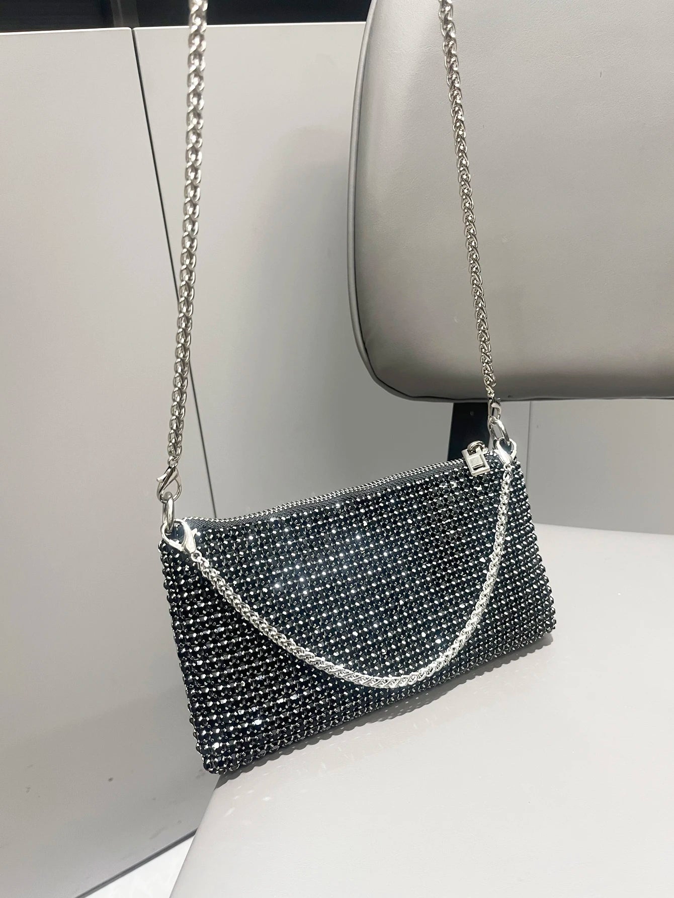 Luxury Designer Rhinestone Clutch - Women's Evening Handbag with Handle & Shoulder Strap