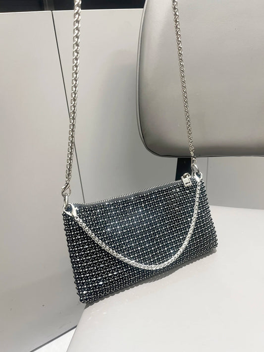 Luxury Designer Rhinestone Clutch - Women's Evening Handbag with Handle & Shoulder Strap