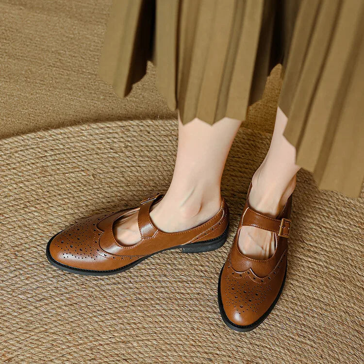 Women’s Genuine Leather Oxford Flats - Vintage Brogues & Casual Sneakers
