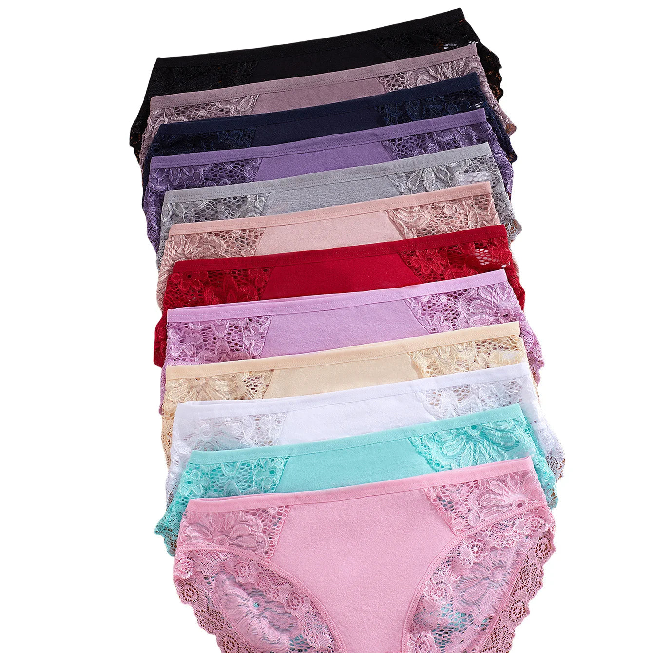 12-Pack Lace-Trimmed Triangle Panties - Luxury Comfortable & Sexy Women’s Underwear Set