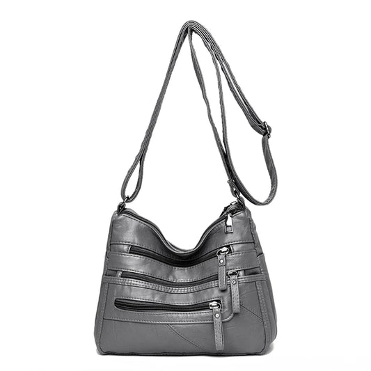 Velira Multi-Pocket Soft Leather Crossbody - Classic Designer Shoulder Bag for Women