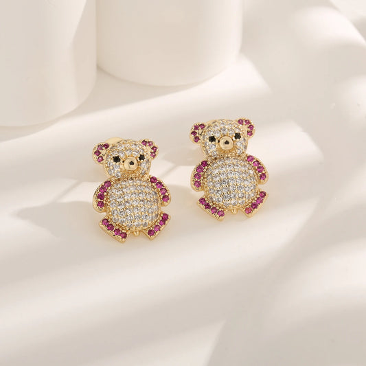 Light Luxury Colorful Bear Earrings - Fashionable, Elegant & Playful Jewelry for Women