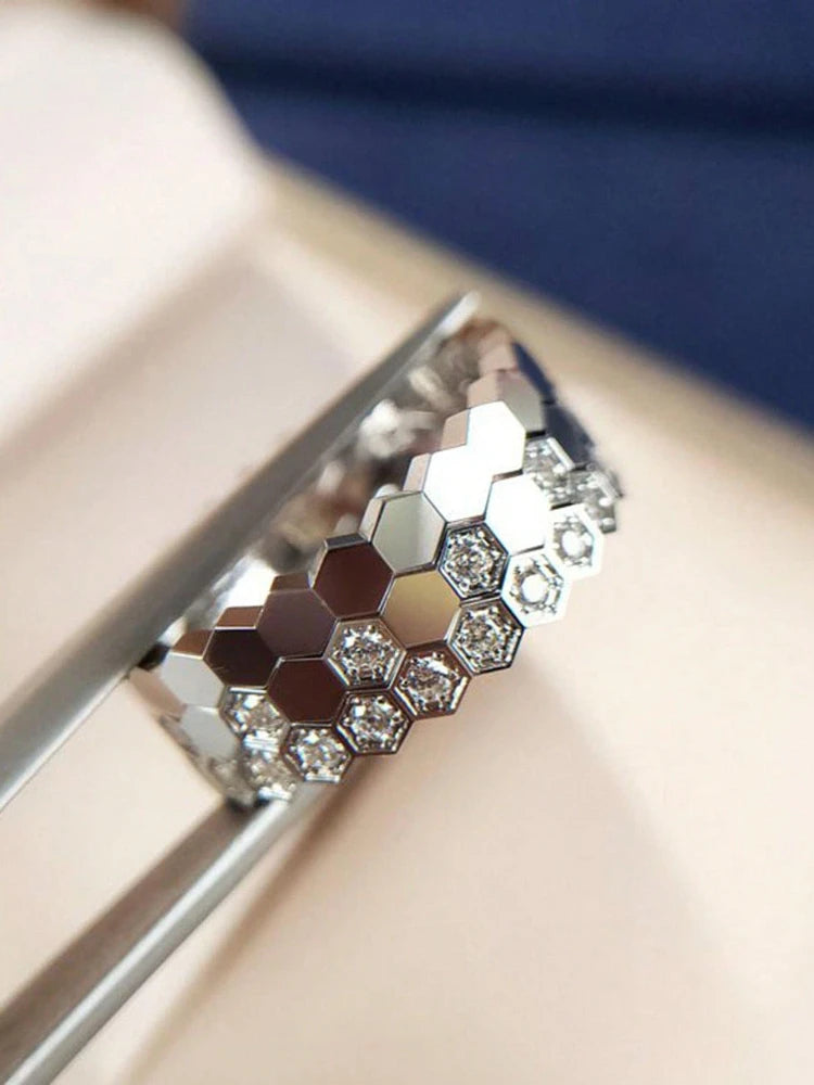 925 Sterling Silver Delicate Honeycomb Ring – Luxury Fine Jewelry for Women, Engagement & Wedding