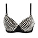Women’s Gothic Punk Bralette - Silver Rivet Push-Up Lingerie, Nightclub & Party Bra