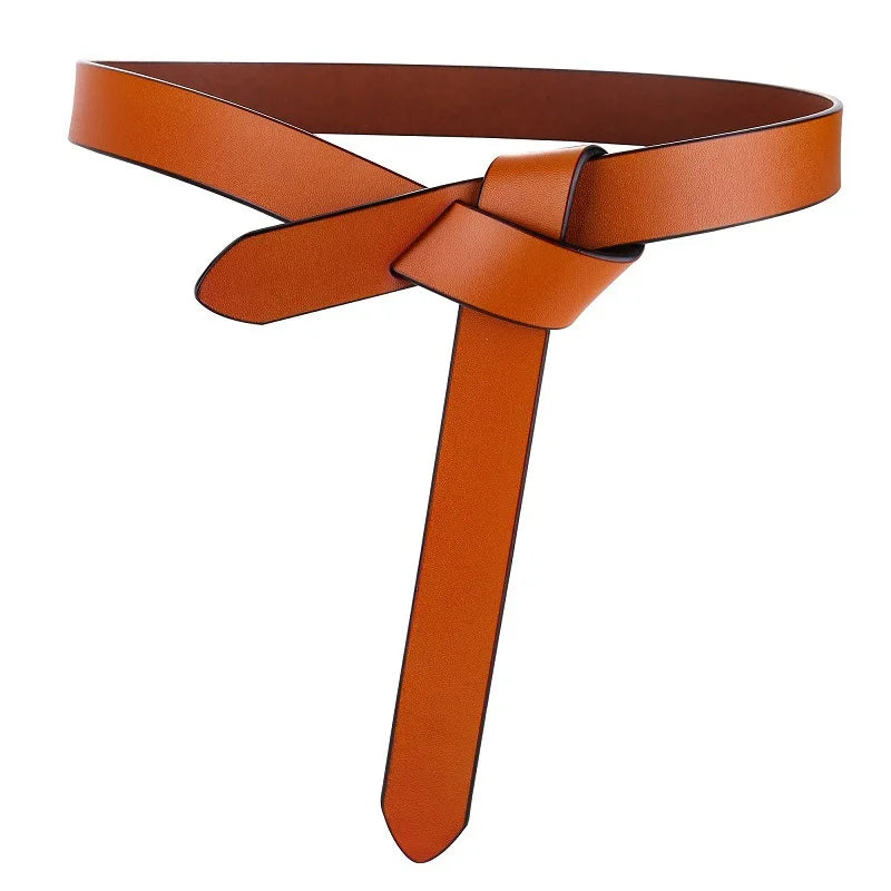 Women’s Genuine Cowhide Leather Belt - Soft Knotted Strap, Retro Gothic Designer Corset Style