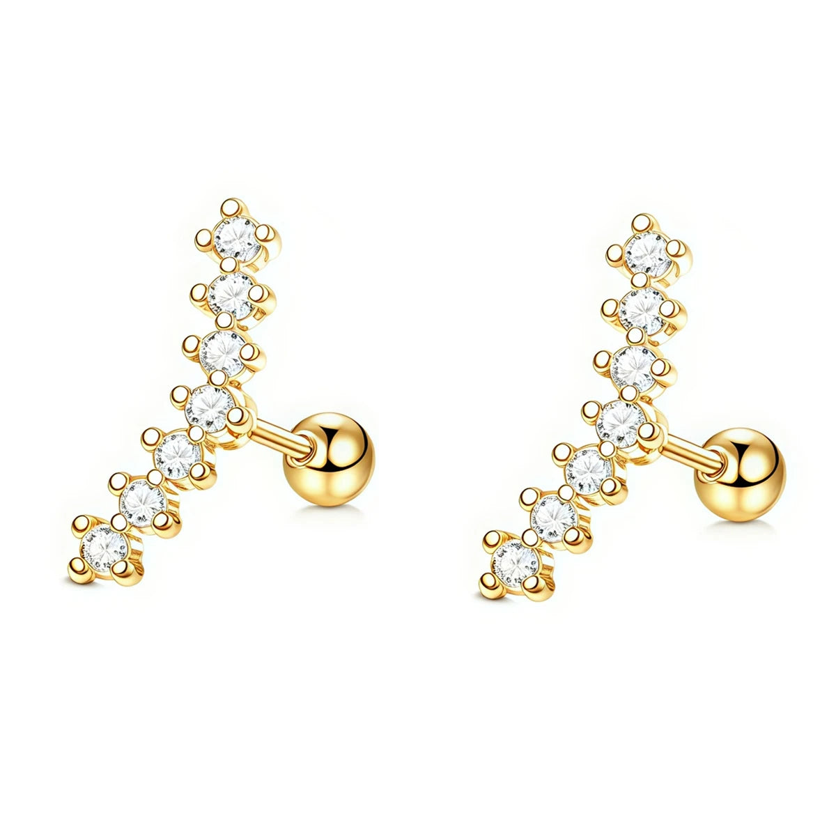 Beautiful Screw Back Cubic Zirconia Stud Earrings - Luxury Cartilage, Conch & Helix Piercing Jewelry for Women