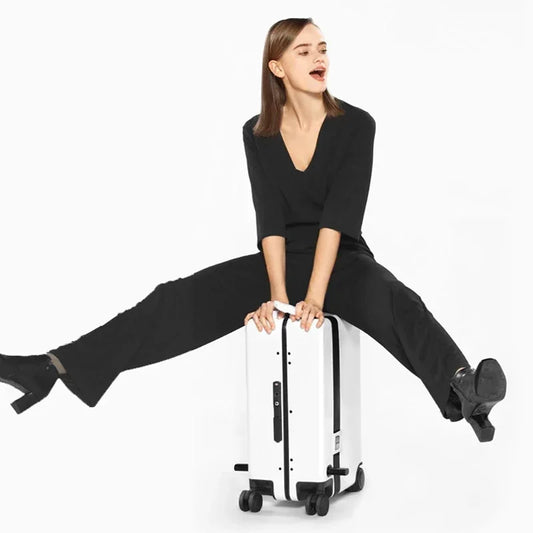 Hard Shell Smart Ride-On Suitcase | Auto-Follow Electric Motor Luggage Scooter for Travel