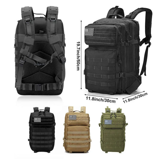 50L Tactical Backpack for Men - Waterproof Large Capacity Travel & Outdoor Sports Rucksack
