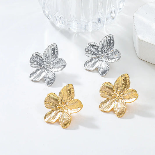 2PC Women’s Stainless Steel Flower Earrings - Trendy Fashion Jewelry for Festivals, Parties & Travel