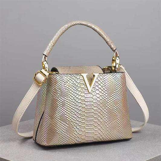 Astra Luxe - Genuine Leather Ostrich Pattern Shoulder & Crossbody Bag for Women