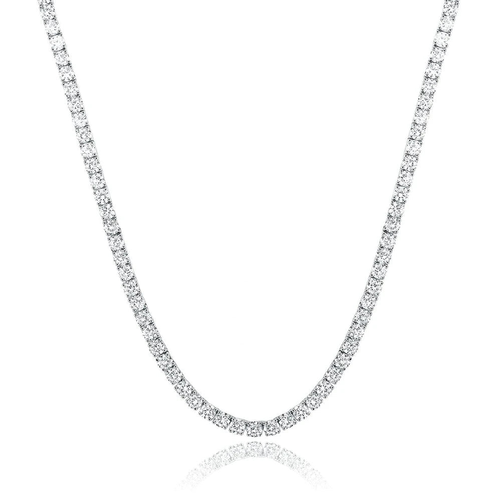 3mm / 4mm / 5mm Moissanite Tennis Necklace - 925 Sterling Silver Lab Diamond Chain for Men & Women, Luxury Fine Jewelry