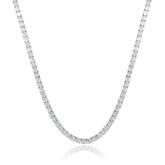 3mm / 4mm / 5mm Moissanite Tennis Necklace - 925 Sterling Silver Lab Diamond Chain for Men & Women, Luxury Fine Jewelry