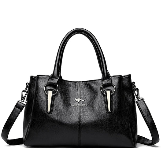 Triluxe Soft Leather Crossbody - Elegant 3-Layer Shoulder Handbag for Women