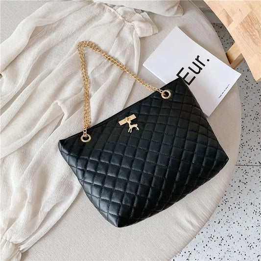 PU Leather Chain Shoulder Bag - Stylish Large-Capacity Handbag & Crossbody for Women