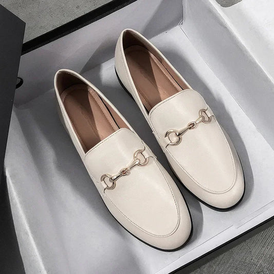 Women’s Vintage Oxford Loafers – British-Style Leather Flats, Comfortable Casual Shoes