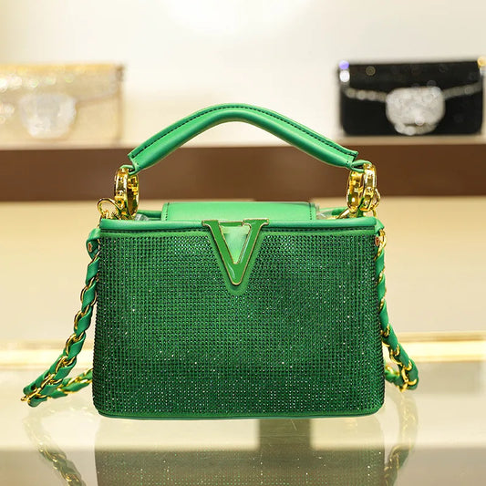 Celestara Crystal Luxe - Women's Glamorous Diamond-Embellished Shoulder & Crossbody Banquet Bag