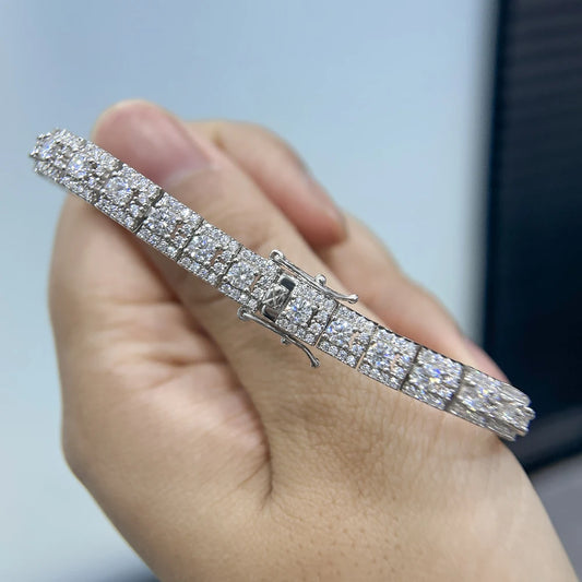 BXINY Luxury Full Moissanite Bracelet - 925 Sterling Silver Sparkling Diamond Jewelry for Women
