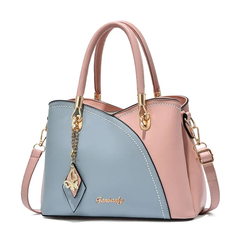 Elancia Patchwork Elegance - Luxury PU Leather Tote & Crossbody Bag for Women