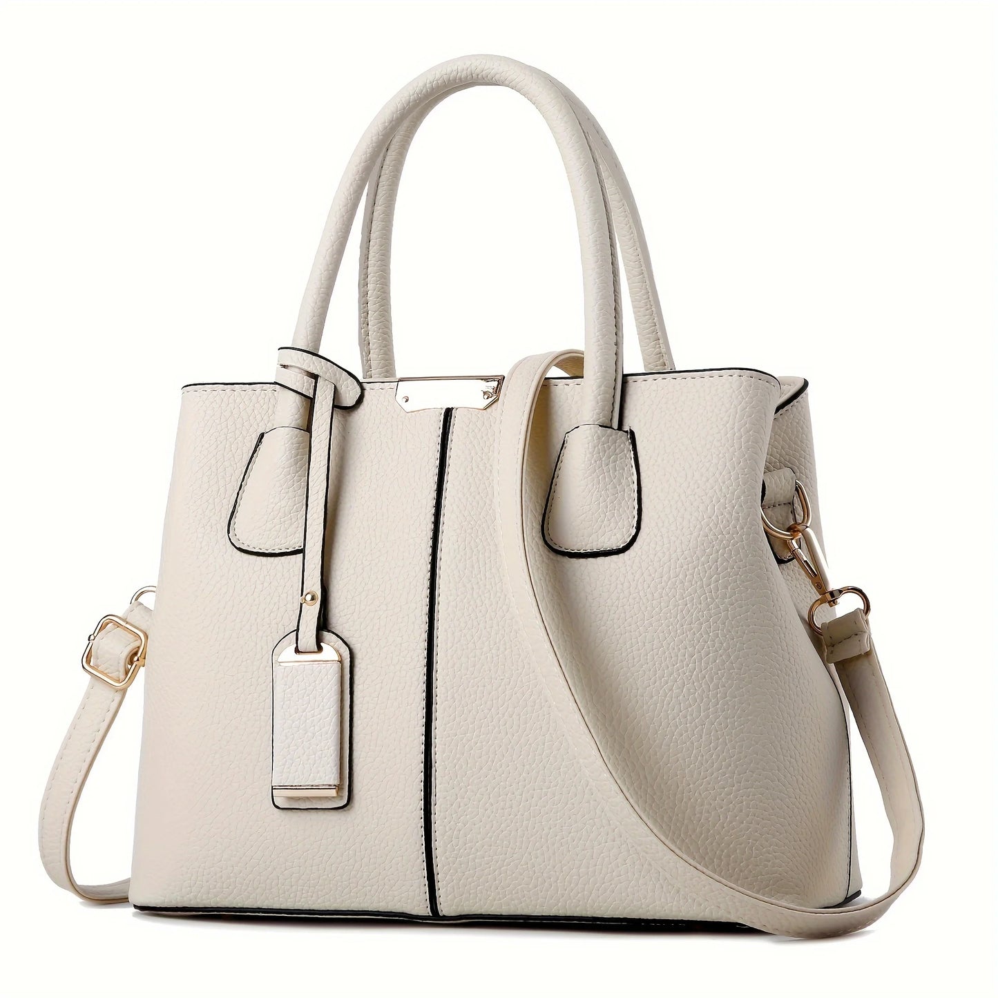 Lychee Grain Elegance – Chic European Shoulder & Crossbody Satchel