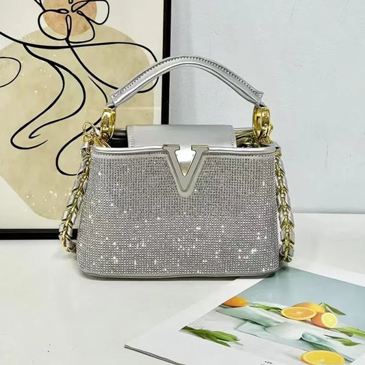 Celestara Crystal Luxe - Women's Glamorous Diamond-Embellished Shoulder & Crossbody Banquet Bag