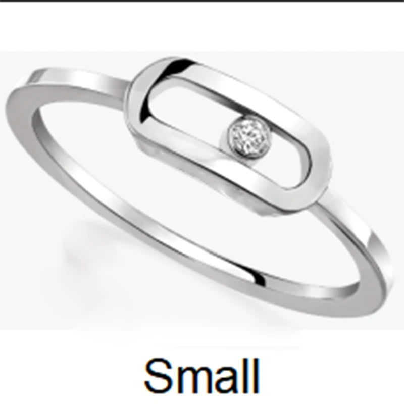 Exquisite Single Diamond Sliding Ring - 925 Sterling Silver Luxury Jewelry