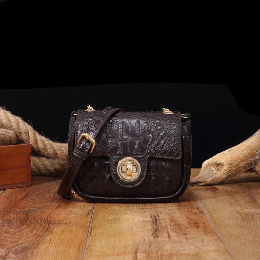 Mini Croco Flip Crossbody - Colorful Lipstick Shoulder Bag with Twist Lock