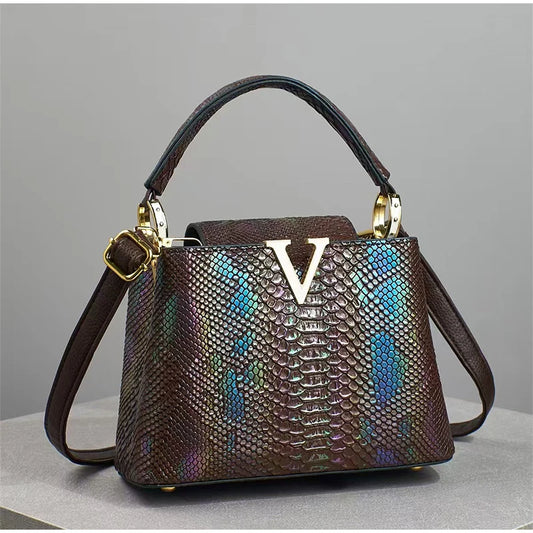 Astra Luxe - Genuine Leather Ostrich Pattern Shoulder & Crossbody Bag for Women