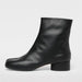 Luxury Designer Women’s Ankle Boots - Genuine Leather Split-Toe Booties with Chunky Silver Heels