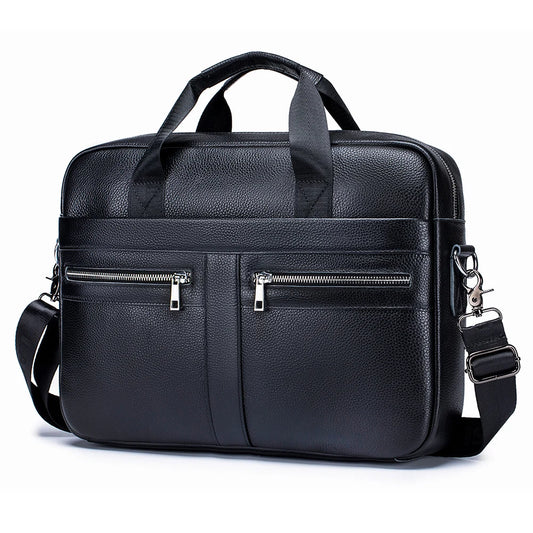 Hot-Selling Men’s Leather Briefcase | Top Layer Cowhide Handbag 15-Inch Laptop & File Bag