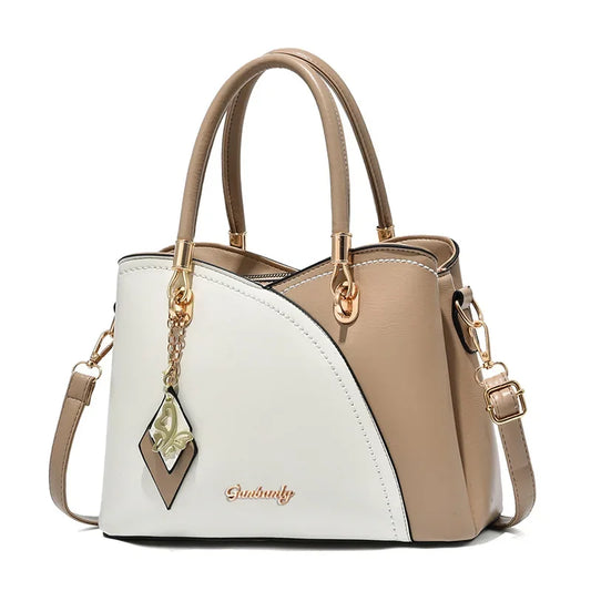 Elancia Patchwork Elegance - Luxury PU Leather Tote & Crossbody Bag for Women