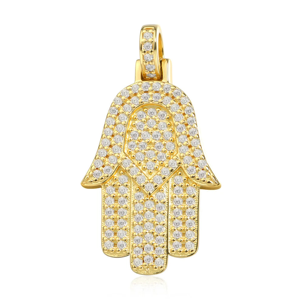 All Moissanite Pendant Necklace - 925 Sterling Silver 18K Gold Plated Unisex Lab Diamond Necklace for Men & Women, Hip Hop Party Gift Fine Jewelry