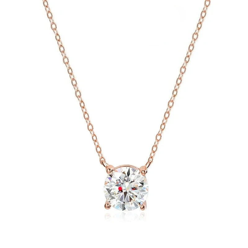 Smyoue 1–5CT D Color Moissanite Pendant Necklace - 925 Sterling Silver Rose Gold Plated Lab Diamond Necklace for Women, Sparkling Classic Fine Jewelry