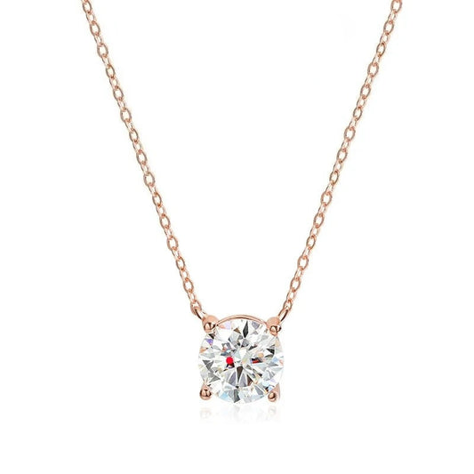 Smyoue 1–5CT D Color Moissanite Pendant Necklace - 925 Sterling Silver Rose Gold Plated Lab Diamond Necklace for Women, Sparkling Classic Fine Jewelry