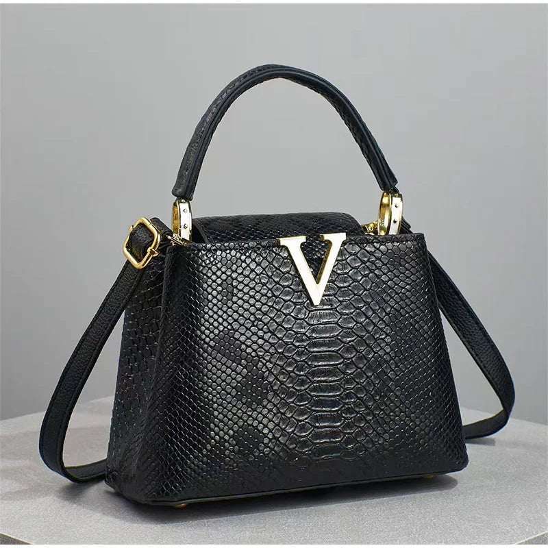 Astra Luxe - Genuine Leather Ostrich Pattern Shoulder & Crossbody Bag for Women