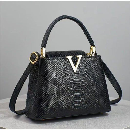 Astra Luxe - Genuine Leather Ostrich Pattern Shoulder & Crossbody Bag for Women