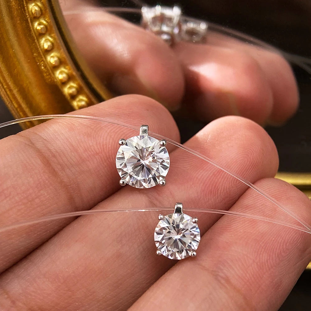 Knobspin 1–2CT Moissanite Pendant Necklace - Pear, Marquise & Round Brilliant Cut Lab Diamond on 925 Sterling Silver Fishing Line, Fine Jewelry Gift for Women