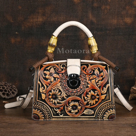 Motaora Vintage Embossed Artisan Shoulder & Crossbody Bag