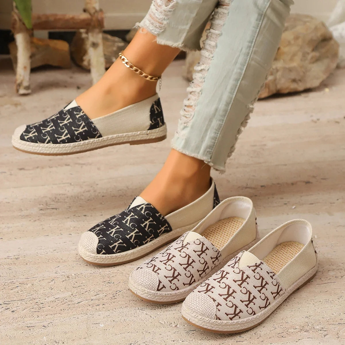 Letter Fisherman Loafers - Knitted Graffiti Sneakers, Casual Breathable Plaid Shoes for Women