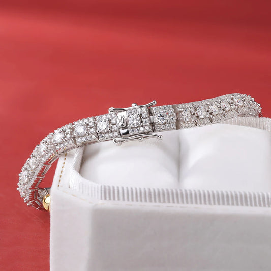 BXINY Luxury Full Moissanite Bracelet - 925 Sterling Silver Sparkling Diamond Jewelry for Women