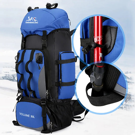 90L Waterproof Hiking & Camping Backpack - Large Capacity Outdoor Trekking Rucksack for Travel & Sports