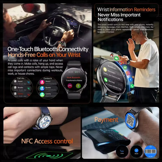Premium NFC Health Smartwatch - ECG & PPG Monitoring, Blood Pressure, Blood Oxygen, Uric Acid Analysis, Men & Women