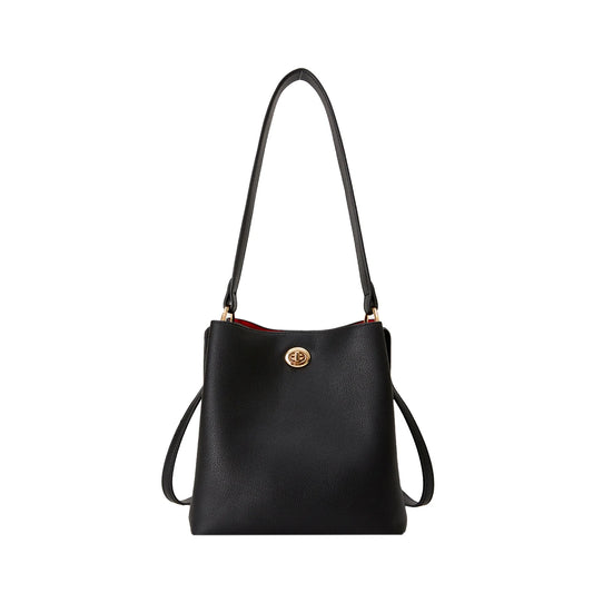 Solterra Chic Bucket Tote - Minimalist Beige Leather Shoulder Bag for Daily Elegance